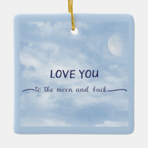 Ornement En Céramique Texte Amour Jusqu'à la Lune et Retour Lune Texturé