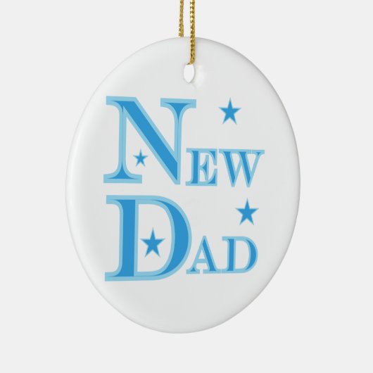 Ornement En Céramique Texte bleu Nouveau Cadeaux Papa (Droite)