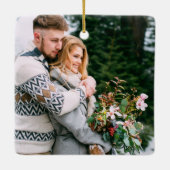 Ornement En Céramique Texte de machine à écrire Couple Premier Noël Vert (Dos)