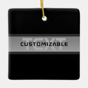 Ornement En Céramique Texte superposé personnalisable moderne Noir & G