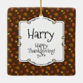 Ornement En Céramique Thanksgiving Old English Sheepdog (Gris 1) Fun (Dos)