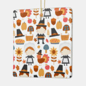 Ornement En Céramique Thanksgiving Pilgrims Harvest Pattern (Gauche)