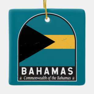 Ornement En Céramique The Bahamas Flag Emblem Distressed Vintage