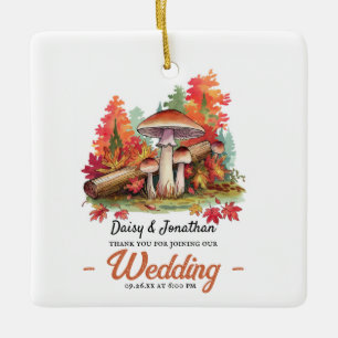 Ornement En Céramique Thème d'automne avec mariage d'aquarelle de champi