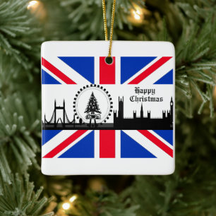 Ornement En Céramique Thème Union Jack London Christmas Ornament