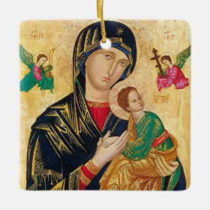 Ornement En Céramique Theotokos et l'icône Christ Enfant