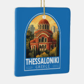 Ornement En Céramique Thessalonique Grèce Agios Pavlos Travel Art Retro (Droite)