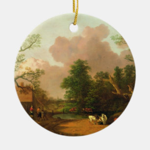 Ornement En Céramique Thomas Gainsborough   un paysage avec des figures,