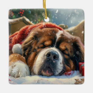 Ornement En Céramique Tibétain Mastiff Chien Fête de Noël