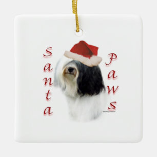 Ornement En Céramique Tibétain Terrier Père Noël Paws