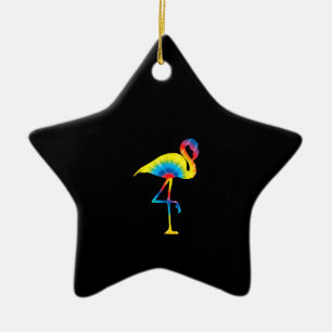 Ornement En Céramique Tie Dye Flamant rose arc-en-ciel Imprimer Oiseau A