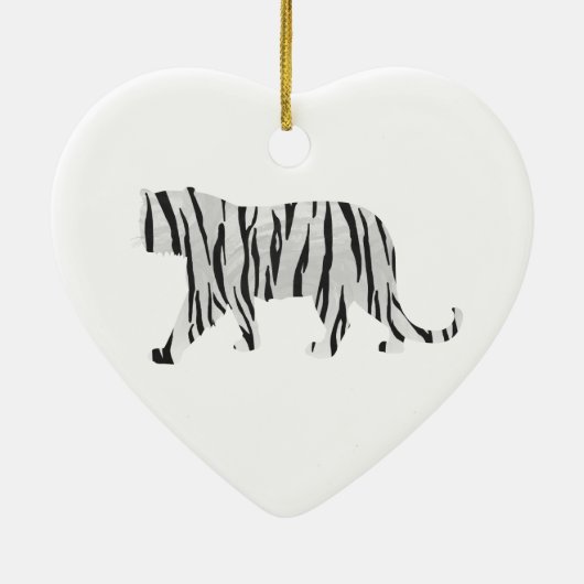 Ornement En Céramique Tigre Silhouette Noir et Blanc (Dos)