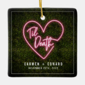 Ornement En Céramique Til Death Neon Premier Noël Marié Engagé (Devant)