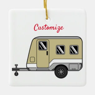 Ornement En Céramique Tiny Tan Caravan Camper Thunder_Cove