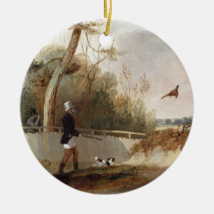 Ornement En Céramique Tir de faisan (huile sur la toile)