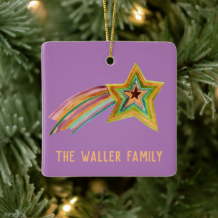 Ornement En Céramique Tir Star Watercolor PERSONNALISER Famille informat