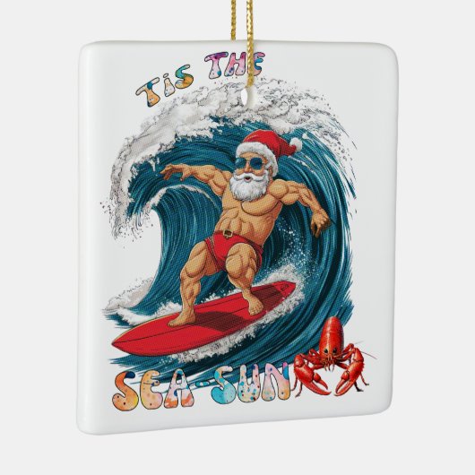 Ornement En Céramique Tis The Sea-Sun - Surf Père Noël (Droite)