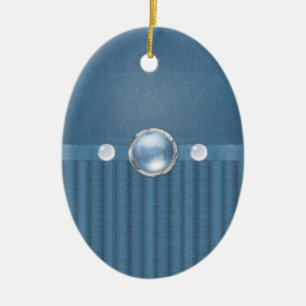 Ornement En Céramique Tons de Bleu et perles Forme d'oeuf en céramique