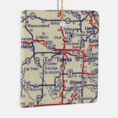 Ornement En Céramique Topeka KS Carte Vintage (Droite)