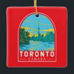 Ornement En Céramique Toronto Canada Travel Art Vintage<br><div class="desc">Conception de déplacement vectoriel rétroviseur de Toronto. Toronto,  la capitale de la province de l’Ontario,  est une grande ville canadienne le long de la rive nord-ouest du lac Ontario.</div>