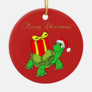 Ornement En Céramique Tortue adorable chapeau de Père Noël,Cadeau Joyeux