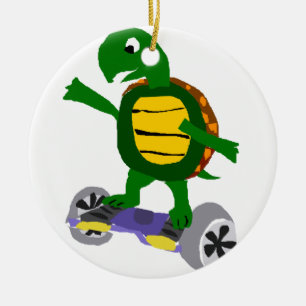 Ornement En Céramique Tortue drôle sur l'art d'original de Hoverboard