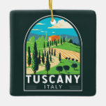 Ornement En Céramique Toscane Italie Vignoble Voyage Art Vintage<br><div class="desc">Design d'art vectoriel toscan. Sa capitale,  Florence,  abrite l'art et l'architecture de la Renaissance parmi les plus reconnaissables au monde,  dont la statue "David" de Michel-Ange.</div>