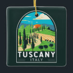 Ornement En Céramique Toscane Italie Vignoble Voyage Art Vintage<br><div class="desc">Design d'art vectoriel toscan. Sa capitale,  Florence,  abrite l'art et l'architecture de la Renaissance parmi les plus reconnaissables au monde,  dont la statue "David" de Michel-Ange.</div>