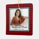 Ornement En Céramique Toujours Dans Nos Coeurs Rouge Buffalo Plaid (Gauche)