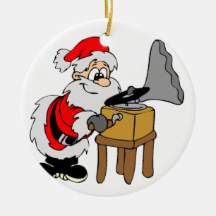 Ornement En Céramique Tourne-disque Père Noël de musique