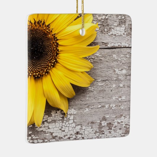 Ornement En Céramique Tournesol sur une table en bois (Droite)