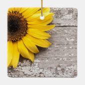 Ornement En Céramique Tournesol sur une table en bois (Dos)