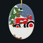Ornement En Céramique Tracteur Arbre de Noël<br><div class="desc">Tracteur Arbre de Noël</div>