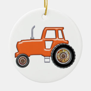 Ornement En Céramique Tracteur orange brillant