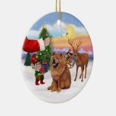 Ornement En Céramique Traitement pour un Chow Chow (rouge) (Droite)