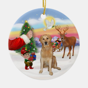 Ornement En Céramique Traiter pour un Golden Retriever (K)