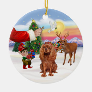 Ornement En Céramique Treat for a Ruby Cavalier King Charles Span