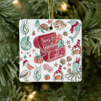 Ornement En Céramique Trésors de l'océan Mers & Salutations Noël côtier