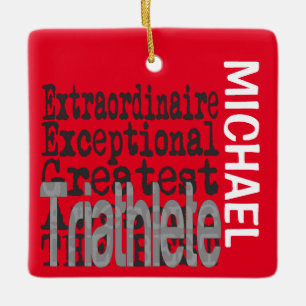 Ornement En Céramique Triathlète Extraordinaire CUSTOM