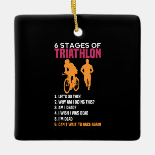 Ornement En Céramique Triathlon - 6 Étapes Du Triathlon