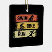 Ornement En Céramique Triathlon - Course à vélo de natation (Droite)