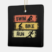 Ornement En Céramique Triathlon - Course à vélo de natation (Gauche)
