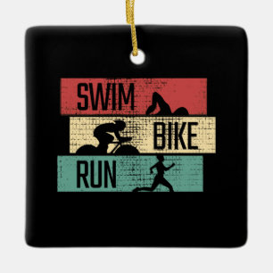 Ornement En Céramique Triathlon - Nager Vélo Courir