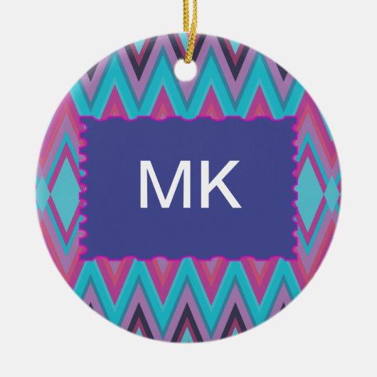 Ornement En Céramique Tribal pourpre et Aqua (Devant)