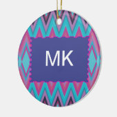 Ornement En Céramique Tribal pourpre et Aqua (Gauche)