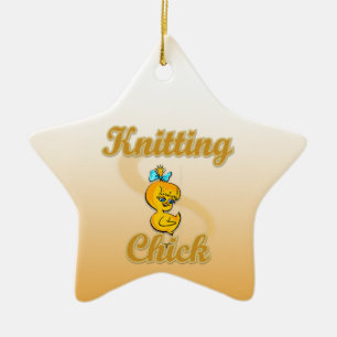 Ornement En Céramique Tricot Chick