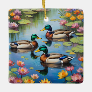 Ornement En Céramique Trois canards colverts