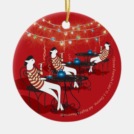 Ornement En Céramique Trois Chats Français... (Devant)