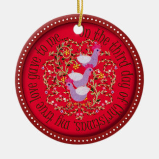 Ornement En Céramique Trois poules françaises