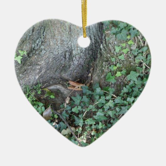 Ornement En Céramique Tronc d'arbre et lierre en forêt (Devant)